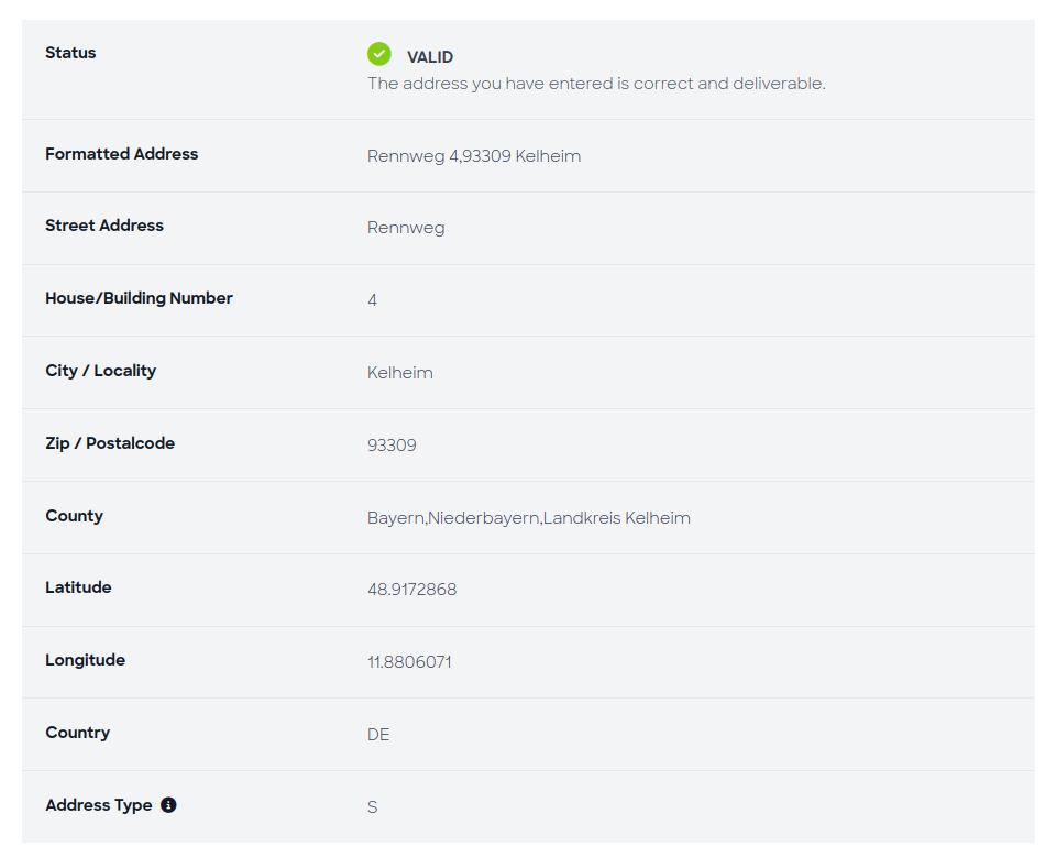 screenshot of Byteplant Address Validator